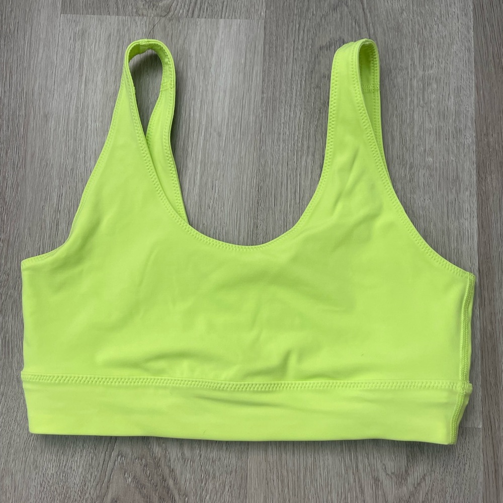 Free People Neon Lime Scoop Sports Bra